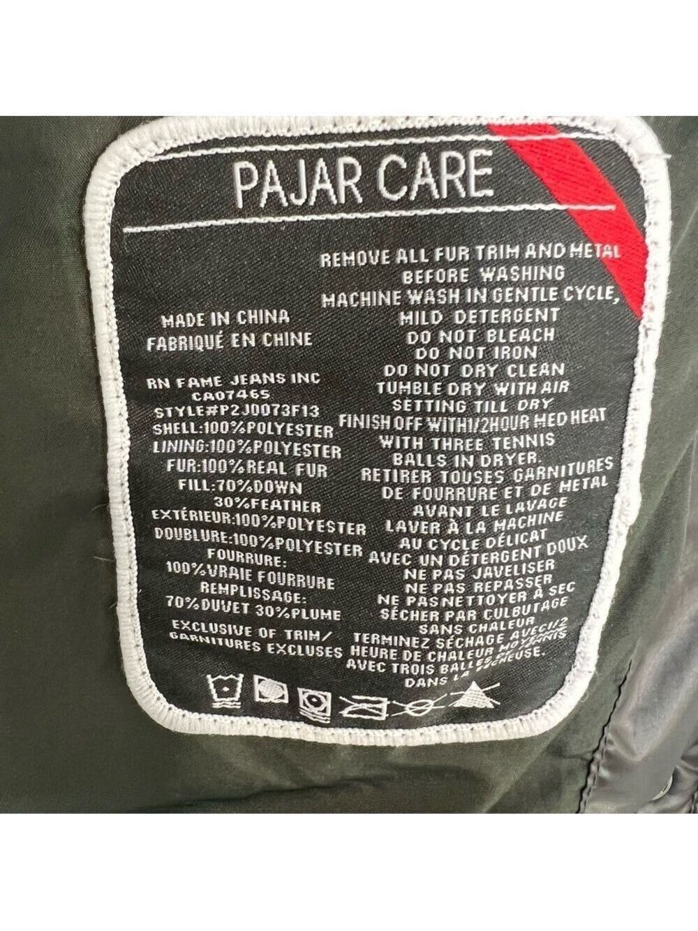 PAJAR Montreal grey green fur trim down parka winter coat M - Picture 13 of 15